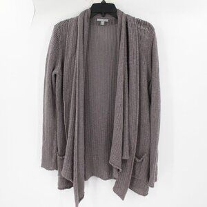James perse cardigan Womens 3 long sleeve open front knit cotton linen waterfall